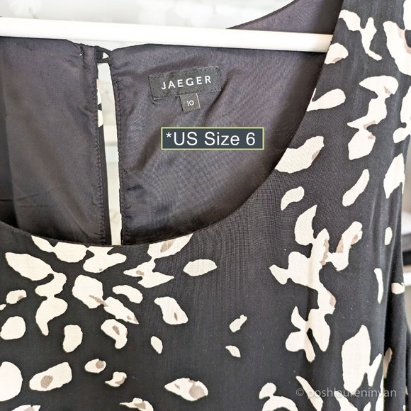Jaeger Sleeveless Shift Dress – Black / White Floral Print – US 6 - Picture 5 of 16